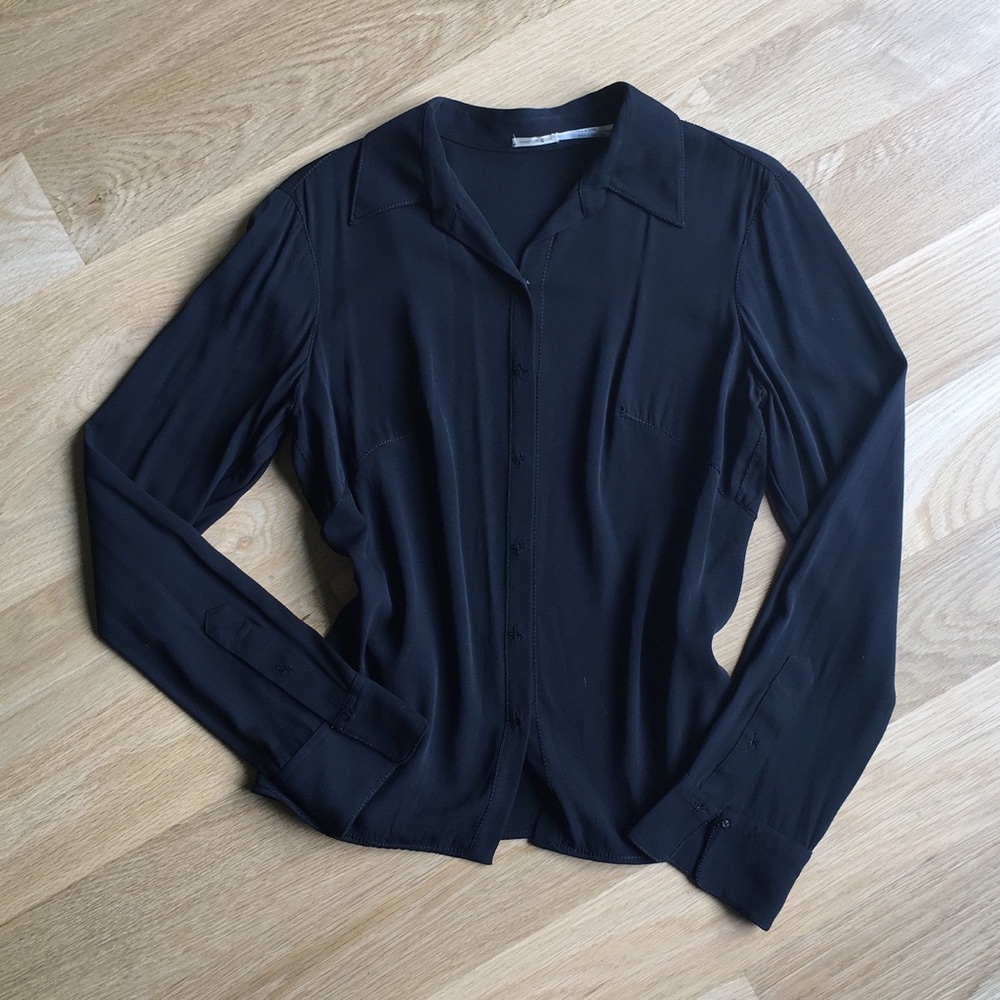 Vintage black silk button-down
